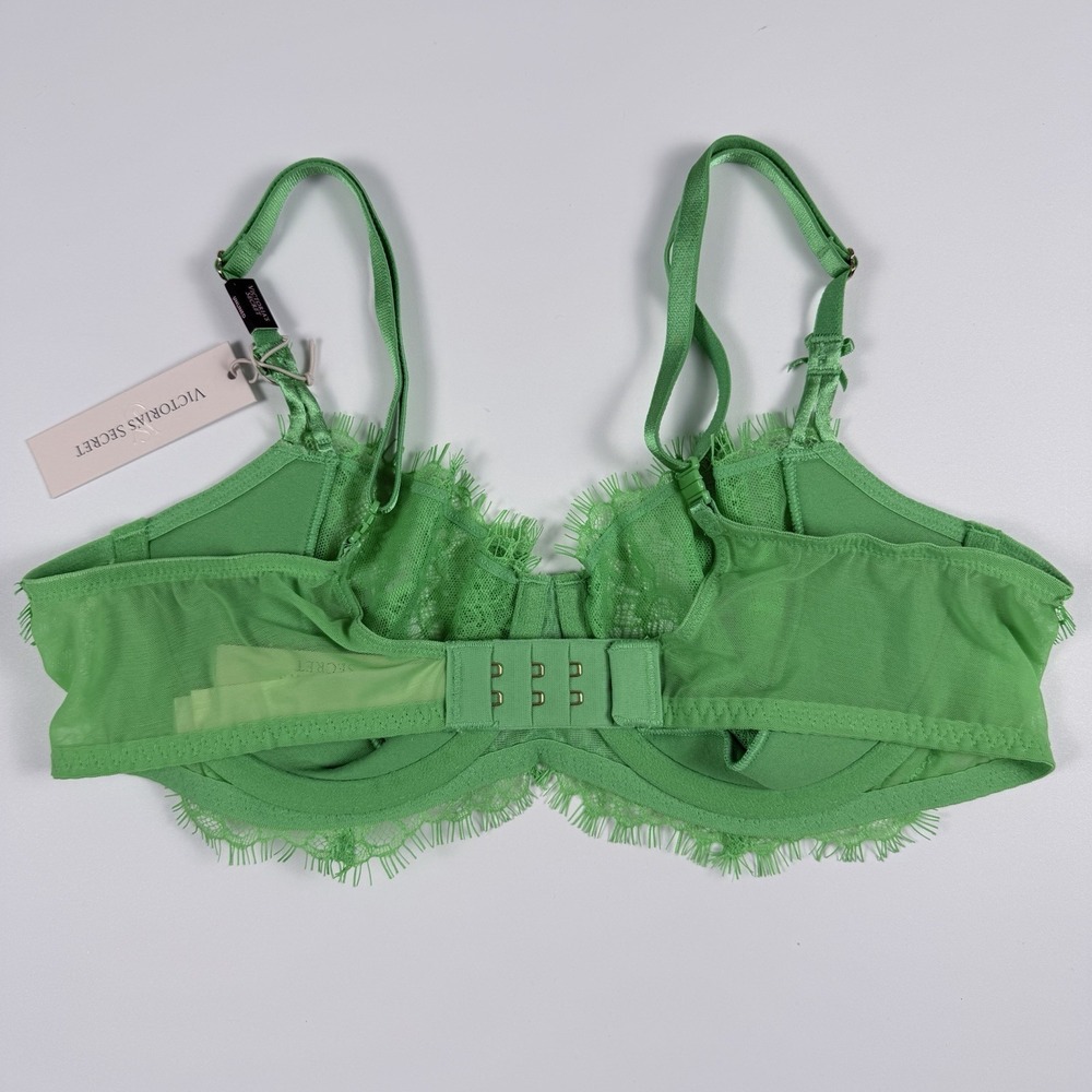 Victoria's Secret Dream Angels Unlined Uplift Sling Lace Bra Bright Green 36B - Picture 2 of 4